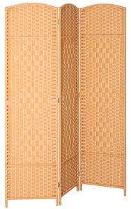 HOMCOM Paravento da interno in legno a 3 pannelli pieghevole, 135 x 180 cm, Marrone chiaro | Aosom Italy