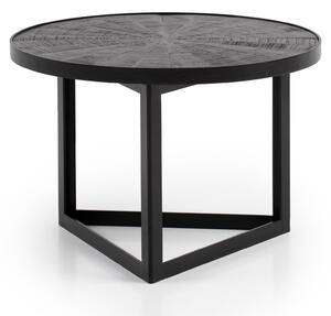 Tavolino 58x58x40 cm in legno massiccio di mango / metallo nero Tavolo da divano rotondo | Wohnling