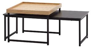 Set di tavolini 2 pezzi legno / metallo tavolino quadrato rovere moderno | Wohnling