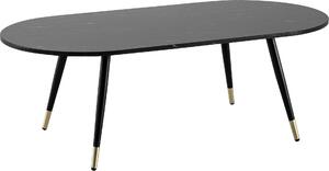 Tavolino WOHNLING 120x60x41,5 cm con aspetto marmoreo nero Tavolo moderno da soggiorno con struttura in metallo Tavolo da divano Tavolo ovale Tavolino grande
