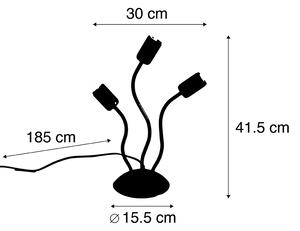 Lampada da tavolo di design nera a 3 luci - Wimme