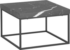 WOHNLING Tavolino da caffè 60x60x38 cm Nero Tavolino da divano in marmo Design moderno Tavolino da salotto quadrato Tavolino da caffè piccolo Gambe di metallo