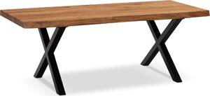 WOHNLING Tavolino da salotto 120x60x46 cm Legno massello di acacia / Metallo Tavolino da salotto rettangolare Tavolino da divano Tavolino da soggiorno Marrone Tavolino da caffè