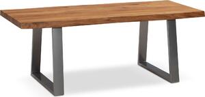 WOHNLING Tavolino da salotto 120x60x46 cm Legno massello di acacia / Metallo Tavolino da salotto rettangolare Tavolino da divano Tavolino da soggiorno Marrone Tavolino da caffè