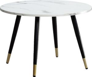 WOHNLING Tavolino 60x60x41 cm con aspetto marmo Bianco Tavolo da salotto di design moderno con struttura in metallo Tavolo da divano Tavolo rotondo Tavolino Soggiorno