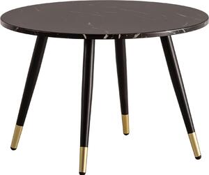 WOHNLING Tavolino 60x60x41 cm con aspetto marmo Nero Tavolo da soggiorno moderno con struttura in metallo Tavolo da divano Tavolo rotondo Tavolino Soggiorno