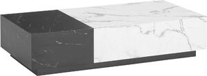 WOHNLING Tavolino da salotto 120x60x28 cm Bianco Nero Tavolino da divano effetto marmo Tavolino da salotto moderno basso Rettangolare con cassetti Tavolino da salotto Spazio contenitivo