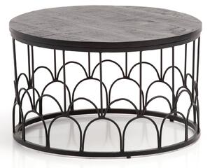 Tavolino 60x60x36 cm in legno massiccio di mango / metallo nero Tavolo da divano rotondo | Wohnling