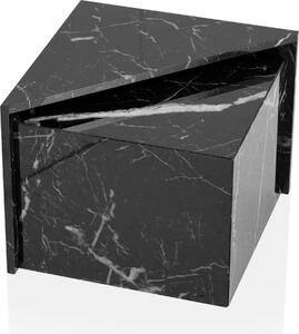 WOHNLING tavolino da caffè set di 2 MONOBLOC tavolino da divano nero lucido con aspetto marmoreo tavolo da salotto angolare tavolo da salotto nidificante