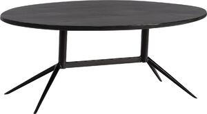 WOHNLING tavolino 90x50x35 cm mango legno massiccio metallo nero tavolo divano tavolo ovale soggiorno con venature legno naturale tavolino soggiorno
