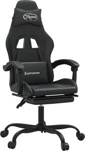 Sedia da Gaming Girevole Poggiapiedi Nero in Pelle finta