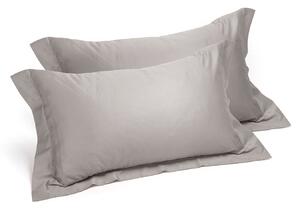 Coppia Federe In Raso Di Cotone Raso Standard Dreaming Tinta Unita Argento Caleffi