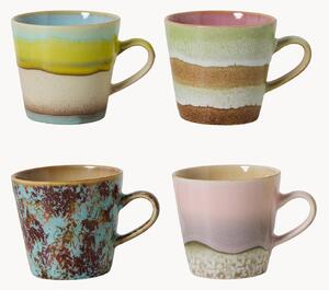 Set di 4 tazze fatte a mano con smalto reattivo 70's