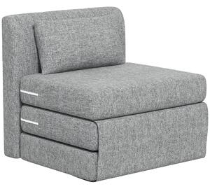HOMCOM Poltrona Letto Pieghevole da Terra a 3 Sezioni Salvaspazio in Tessuto, 80x75x74 cm, Grigio