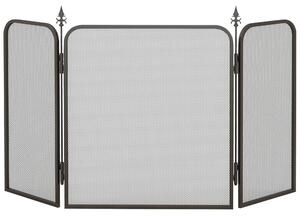 HOMCOM Parascintille Camino Pieghevole a 3 Pannelli in Metallo, 96x1.3x56 cm, Nero