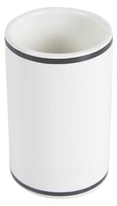 Portaspazzolino Arminda in ceramica bianco con dettaglio nero