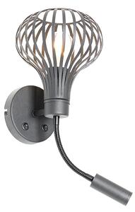 Applique moderno nero con lampada da lettura 2 luci - Saffira Brescia