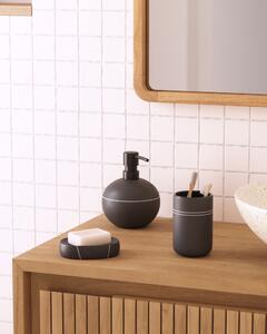Dispenser di sapone Cerisa in ceramica nero con dettaglio bianco