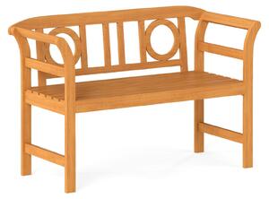 Panchina da giardino KOMFOTTEU in legno di acacia, panchina da esterno con schienale alto e braccioli arrotondati, panchina in legno resistente alle intemperie con portata fino a 360 kg per 2 persone, panchina da giardino, balcone e terrazza