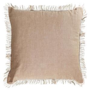 Fodera cuscino Abinadi in cotone e lino frange beige 45 x 45 cm