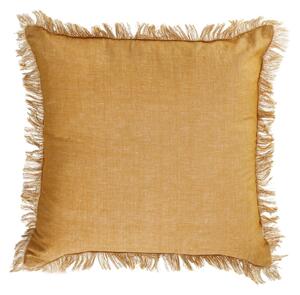 Fodera cuscino Abinadi in cotone e lino frange senape 45 x 45 cm