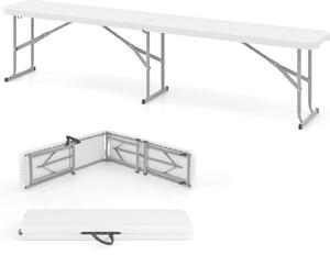 KOMFOTTEU Panca da birreria pieghevole, panca da tendone con maniglia di trasporto, panca da giardino in HDPE con telaio in metallo, panca pieghevole fino a 300 kg, 182 x 27,5 x 43 cm