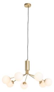 Lampada a sospensione moderna oro con vetro opalino 7 luci - Coby