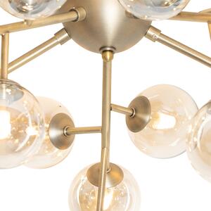 Plafoniera moderna bronzo con vetro ambra 20 luci - Bianca