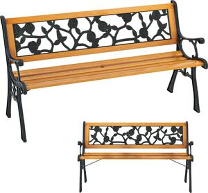 Panchina da giardino KOMFOTTEU, a 2 posti, in legno di pino, con schienale, portata 210 kg, struttura in metallo, per balcone e terrazza