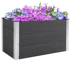 Outsunny Fioriera Vaso per Piante e Colture in Legno e Plastica, Grigio, 100x50x50cm Grigio 100x50x50cm