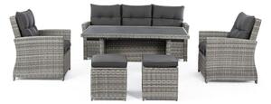 Set di mobili da giardino grigio in rattan artificiale per 6 persone Ariel – Bizzotto