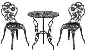 Outsunny Tavolo con sedia da giardino set da giardino in 3 pezzi, gruppo salotto, set da balcone, mobili da balcone, sedia da tavolo, Bronzo