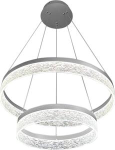 Moderna lampada a sospensione argentata con due anelli decorativi Ø60cm LED 54W GALA Milagro