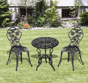 Outsunny Tavolo con sedia da giardino set da giardino in 3 pezzi, gruppo salotto, set da balcone, mobili da balcone, sedia da tavolo, Bronzo
