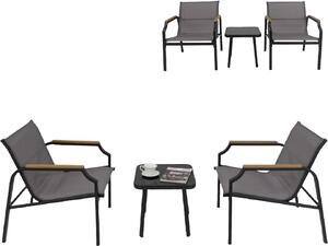 KOMFOTTEU Set da giardino 3 pezzi, set da balcone con robusta struttura in metallo e tessuto traspirante, set da giardino con 2 sedie e tavolo, salottino per terrazza o balcone