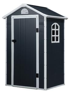 Outsunny Casetta da Giardino Porta Attrezzi in Plastica, 134x104x204 cm, Grigio