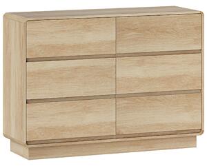 HOMCOM Credenza con 6 Cassetti Spigoli Arrotondati per Soggiorno Cucina Ingresso Ufficio 120x38x86 cm Naturale | Aosom Italy