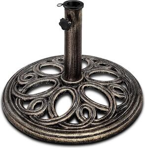 KOMFOTTEU Supporto per ombrellone in metallo, supporto per stelo da 38/48 mm, base per ombrellone in acciaio inossidabile e robusta, supporto per ombrellone da balcone e base per ombrellone per mercati, terrazze, esterni, color bronzo