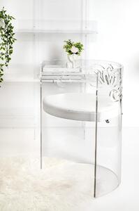 Poltroncina In Plexigass con schienale lavorato al Laser decori Moreschi Dimensioni 53x45x h 50/85 cm cuscino in Ecopelle PORTATA MAX 120 KG