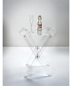 Tavolinetto con ripiano-vassoio Pliant in cristallo acrilico pieghevole 47x37x h 61 cm - 15 mm richiudibile