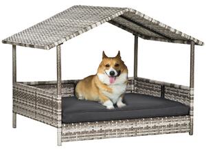 PawHut Cuccia per cani Letto per animali domestici Cesto per cani, resistente alle intemperie, cuscino rimovibile, Grigio | Aosom Italy