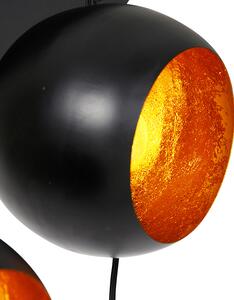 Lampada a sospensione nera con interno oro 7 luci - Crooked Cluster
