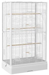 PawHut Gabbia per Uccelli con Vassoio Estraibile e Posatoi, Voliera per Pappagalli, 61x36.5x98 cm, Bianco | Aosom Italy