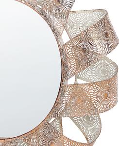 Specchio da parete Bianco con rame 54 cm Telaio rotondo a spirale Decorativo Soggiorno Camera da letto Beliani