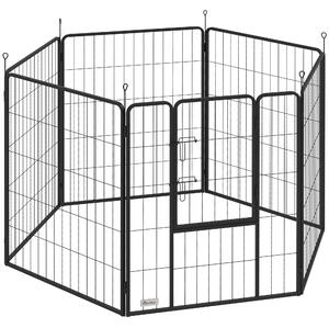 PawHut Recinto per Cani, 6 Pannelli h 100 cm, con Porta, per Interno ed Esterno Nero | Aosom Italy