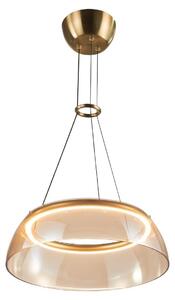Lampada a sospensione LED con paralume color ambra, modello Torpe dorato, 19 W, luce bianca calda, 1097 lm, vetro, dimensioni: 150x40x40 cm, IP20, Italux