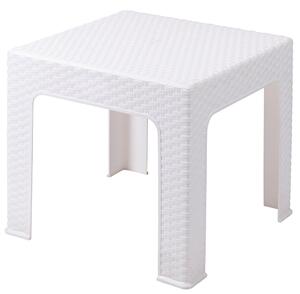 Tavolino basso quadrato da salotto in resina effetto rattan 43x43x42 cm Belgium - White