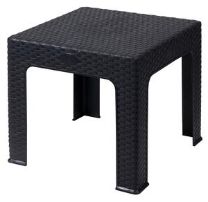 Tavolino basso quadrato da salotto in resina effetto rattan 43x43x42 cm Belgium - Black