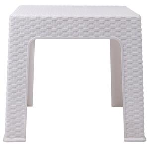Tavolino basso quadrato da salotto in resina effetto rattan 43x43x42 cm Belgium - White