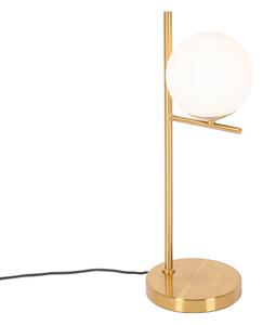 Lampada da tavolo Art Déco oro con vetro opalino - Flore